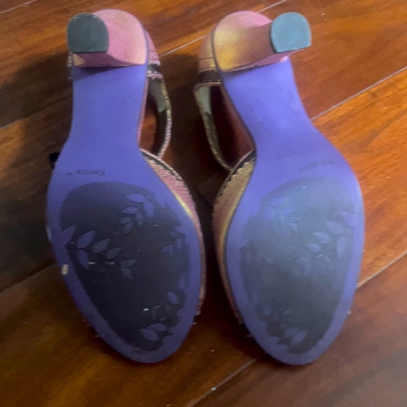 Mary Jane Heels Open toe rose gold/Copper Metallic with bow - Picture 5 of 8